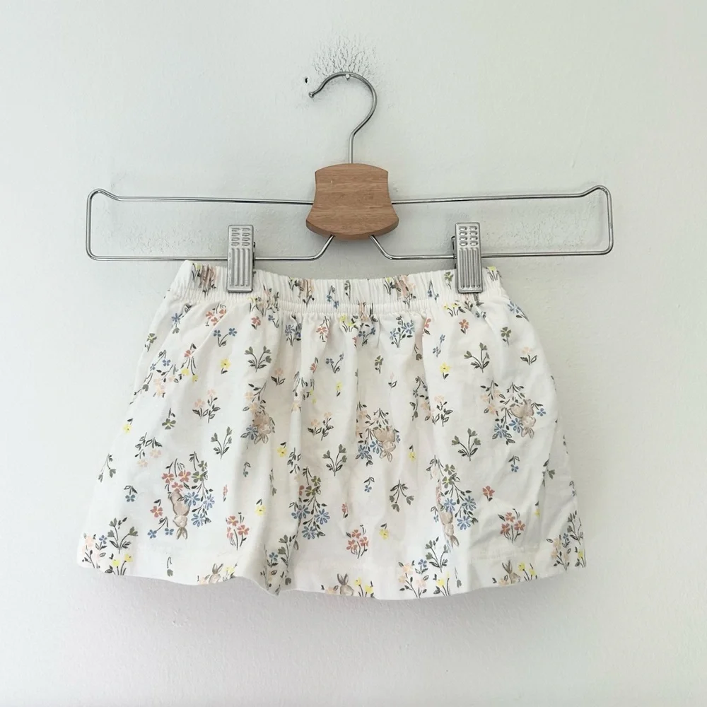 Carter's 24 Months Cotton White Floral Bunny Easter Elastic-Waist Skort